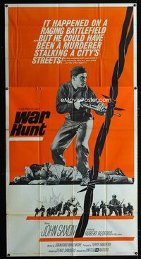 1a684 WAR HUNT 3sh '62 great full-length image of John Saxon with rifle over dead body!