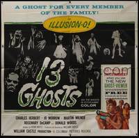 1a152 13 GHOSTS 6sh '60 William Castle, great art of all the spooks, cool horror in ILLUSION-O!
