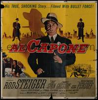 1a157 AL CAPONE 6sh '59 cool artwork of Rod Steiger as the most notorious gangster!