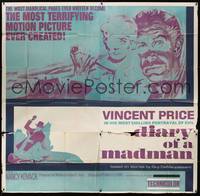 1a191 DIARY OF A MADMAN 6sh '63 Vincent Price in his most chilling portrayal of evil!