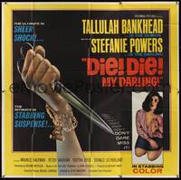 1a192 DIE DIE MY DARLING 6sh '65 Tallulah Bankhead, great image of stabbing scissors, Fanatic!