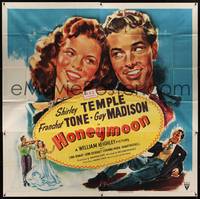 1a225 HONEYMOON style A 6sh '47 great artwork of newlyweds Shirley Temple & Guy Madison in Mexico!