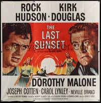 1a244 LAST SUNSET 6sh '61 Rock Hudson, Kirk Douglas, Dorothy Malone, directed by Robert Aldrich!