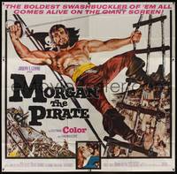 1a267 MORGAN THE PIRATE 6sh '61 Morgan il pirate, art of barechested swashbuckler Steve Reeves!