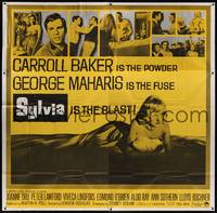 1a331 SYLVIA 6sh '65 sexy Carroll Baker is the powder, George Maharis is the fuse!