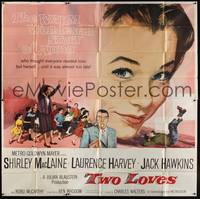 1a349 TWO LOVES 6sh '61 huge headshot art of Shirley MacLaine, Laurence Harvey, Jack Hawkins