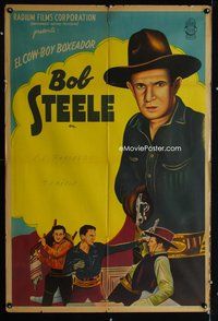 1a061 BOB STEELE Argentinean '40s full-length cowboy art with gun drawn!
