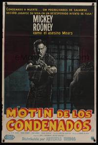 1a103 LAST MILE Argentinean '59 art of Mickey Rooney as Killer Mears breaking out of Death Row!