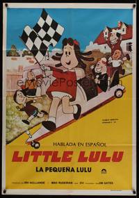 1a106 LITTLE LULU Argentinean '70s great cartoon art of the gang & soap box car!