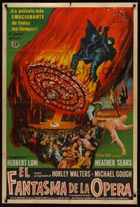 1a119 PHANTOM OF THE OPERA Argentinean '62 Hammer horror, art of Herbert Lom on chandelier!