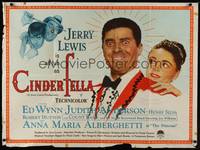 1a009 CINDERFELLA British quad '60 Norman Rockwell art of Jerry Lewis & Anna Maria Alberghetti!