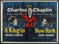 1a024 KING IN NEW YORK 3 stars style British quad '57 Charlie Chaplin, Dawn Addams, Michael Chaplin