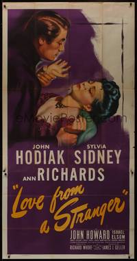 1b050 LOVE FROM A STRANGER 3sh '47 Sylvia Sidney tries to resist John Hodiak, from Agatha Christie