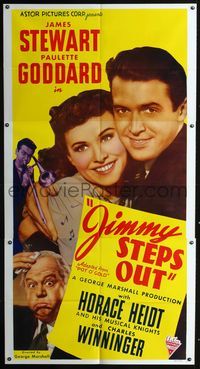 1b055 POT O' GOLD 3sh R46 romantic c/u of James Stewart & Paulette Goddard, Jimmy Steps Out!