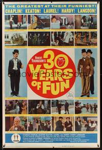 1b224 30 YEARS OF FUN 40x60 '63 Charlie Chaplin, Buster Keaton, Laurel & Hardy, Harry Langdon!