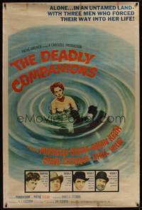 1b245 DEADLY COMPANIONS 40x60 '61 first Sam Peckinpah, sexy Maureen O'Hara caught swimming!