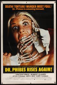 1b253 DR. PHIBES RISES AGAIN 40x60 '72 Vincent Price, pretty girl strangled by skeleton hands!