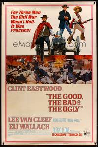 1b269 GOOD, THE BAD & THE UGLY 40x60 '68 art of Clint Eastwood & Lee Van Cleef, Sergio Leone!