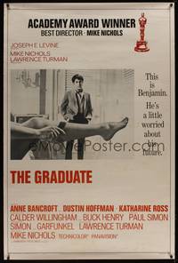 1b270 GRADUATE style A 40x60 '68 classic image of Dustin Hoffman & Anne Bancroft's sexy leg!