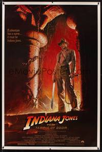 1b274 INDIANA JONES & THE TEMPLE OF DOOM 40x60 '84 full-length art of Harrison Ford by Bruce Wolfe