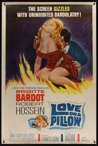1b280 LOVE ON A PILLOW 40x60 '64 sexy Brigitte Bardot, the screen sizzles with Bardolatry!