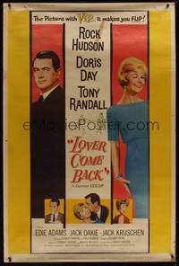 1b281 LOVER COME BACK style Y 40x60 '62 great images of Rock Hudson, Doris Day, Tony Randall!