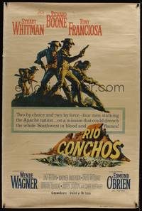 1b301 RIO CONCHOS style Z 40x60 '64 cowboy art of Richard Boone, Stuart Whitman & Tony Franciosa!