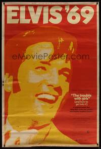 1b320 TROUBLE WITH GIRLS 40x60 '69 great gigantic close up art of smiling Elvis Presley!