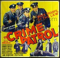 1b074 CRIME PATROL 6sh '36 fantastic stone litho of four uniformed policemen with guns drawn!