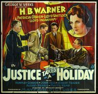 1b079 JUSTICE TAKES A HOLIDAY 6sh '33 cool stone litho of judge pointing at man in handcuffs!