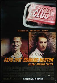 1b383 FIGHT CLUB DS advance bus stop '99 great portraits of Edward Norton & Brad Pitt & bar of soap!