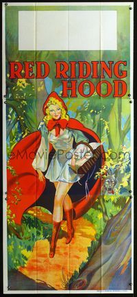 1b102 RED RIDING HOOD stage play English 3sh '30s stone litho of sexy Red with wolf trailing behind!