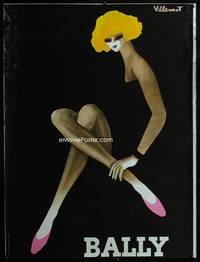 1b126 BALLY DS French art poster '82 cool Bernard Villemot artwork of pretty woman!