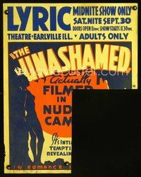 1b194 UNASHAMED jumbo WC '38 great naked silhouette art, actually filmed in a nudist camp!