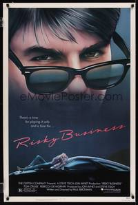 1b219 RISKY BUSINESS 1sh '83 classic close up artwork image of Tom Cruise in cool shades!