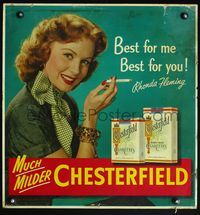 1b142 MUCH MILDER CHESTERFIELD 21x22 special poster '50s Rhonda Fleming poses with cigarette!