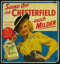 1b143 SOUND OFF FOR CHESTERFIELD 21x22 special poster '50s Lucille Norman prefers Chesterfield!