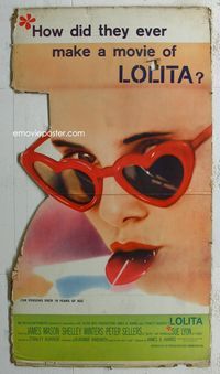 1b017 LOLITA die-cut standee '62 Kubrick, sexy Sue Lyon in heart-shaped sunglasses w/lollipop!