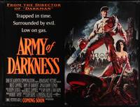 1b369 ARMY OF DARKNESS subway poster '92 Sam Raimi, great art of Bruce Campbell w/chainsaw hand!