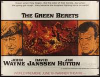 1b375 GREEN BERETS subway poster '68 John Wayne, David Janssen, Jim Hutton, cool Vietnam War art!