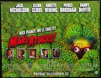 1b378 MARS ATTACKS! advance subway poster '96 Tim Burton, great image of many alien brains!