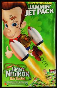 1b394 JIMMY NEUTRON BOY GENIUS teaser vinyl banner '01 Nickelodeon sci-fi cartoon, great image!