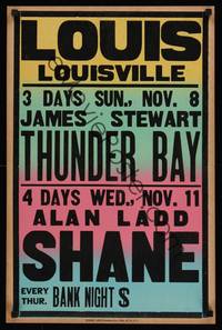 1b193 THUNDER BAY/SHANE jumbo WC '50s cool local theater card!
