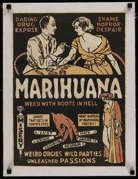 1b184a MARIHUANA linen WC '36 Dwain Esper daring drug expose, weed with roots in Hell, weird orgies!