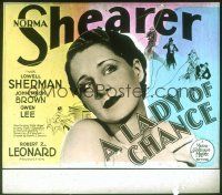 1c098 LADY OF CHANCE glass slide '28 super close up of sexy con woman gambler Norma Shearer!