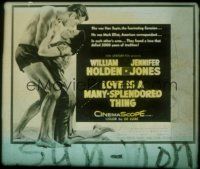 1c100 LOVE IS A MANY-SPLENDORED THING glass slide'55 romantic art of William Holden & Jennifer Jones