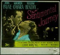1c109 SENTIMENTAL JOURNEY glass slide '46 John Payne about to kiss Maureen O'Hara, William Bendix