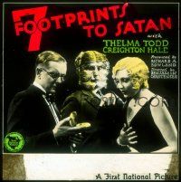 1c079 7 FOOTPRINTS TO SATAN glass slide '29 Thelma Todd & Creighton Hale are the Devil's guests!