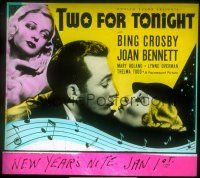 1c123 TWO FOR TONIGHT glass slide '35 great close up of Bing Crosby & sexy Joan Bennett!