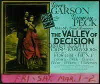 1c124 VALLEY OF DECISION glass slide '45 pretty Greer Garson romanced by Gregory Peck!